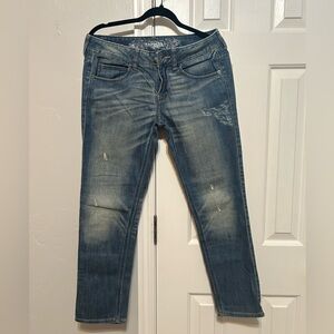 Express Distressed Ankle Jeans in Blue
